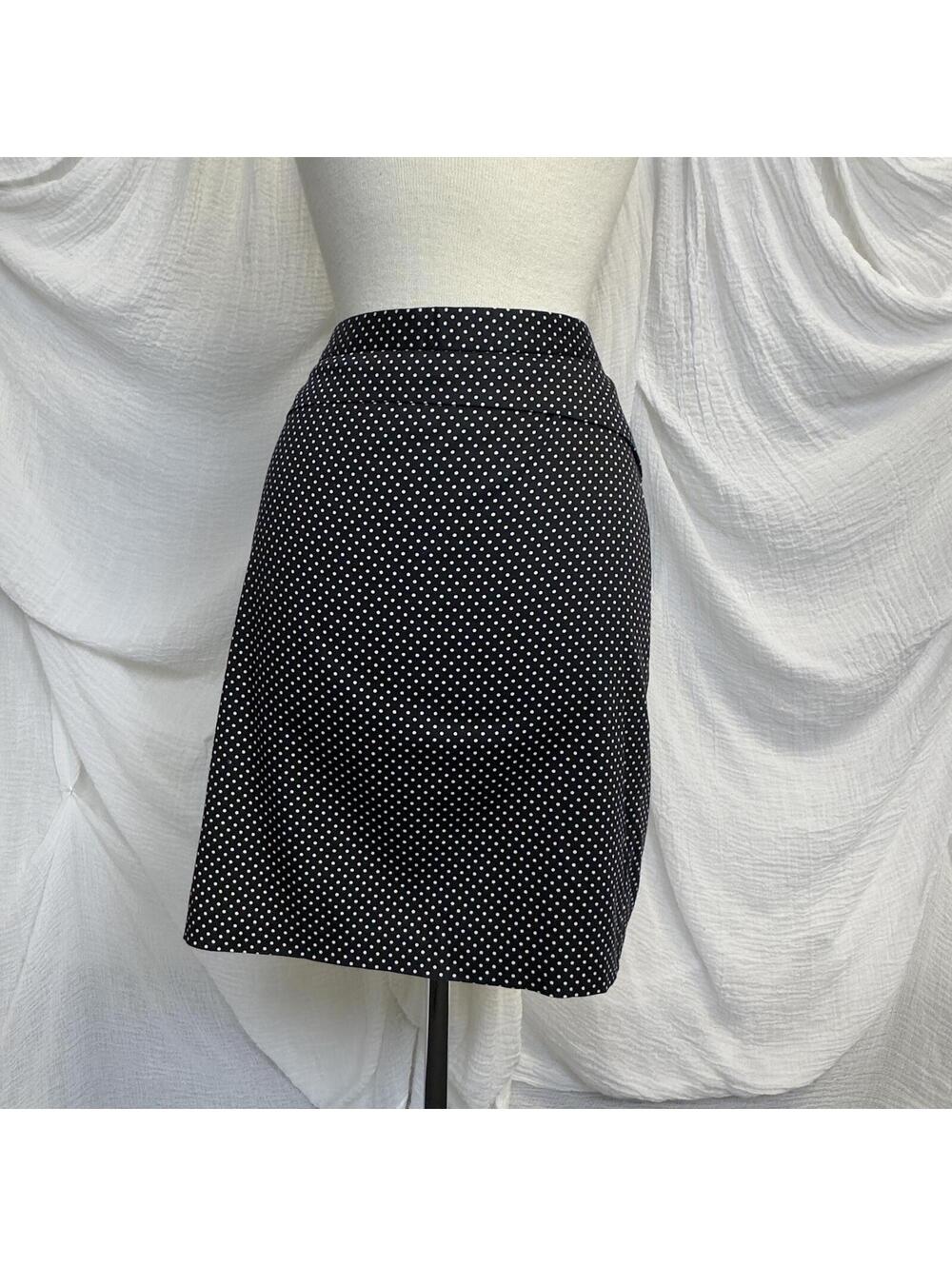 Vintage Y2k Preppy Black Polka Dot Midi Skirt Size 8